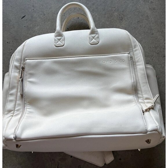 AYLA Co DIAPER BAG white cream Women’s Large Bag Travel Multipocket Carryon - Picture 2 of 16